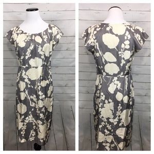 Boden gray floral silk dress